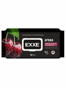 EXXE Влажные полотенца Дикая вишня и миндаль, 60 штук
